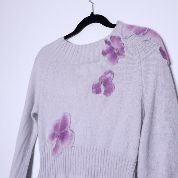 BEAUX BY BO Precious Poppy Spring Cardigan Lavender Sweater Casual Women's M - Picture 8 of 12